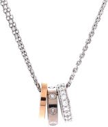 Pre-Owned Cartier Love 3 Ring Pendant Necklace 18K Rose Gold and 18K White Gold with Diamonds