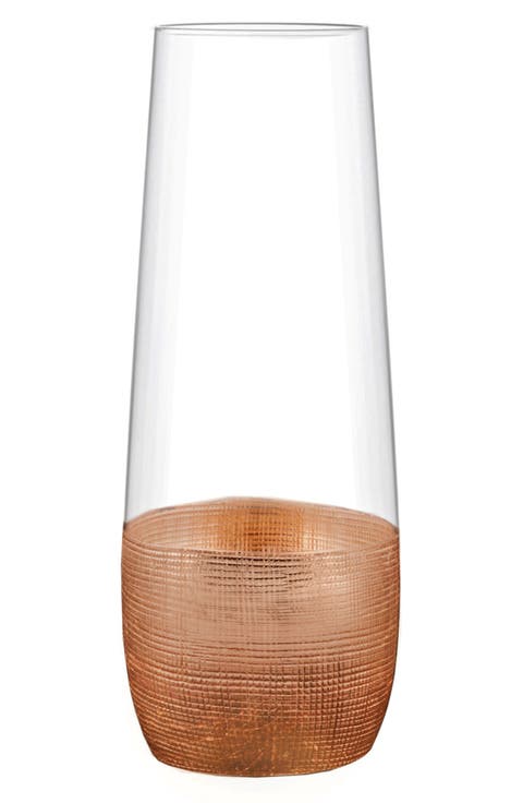 Linen Set of 4 Stemless Champagne Flutes