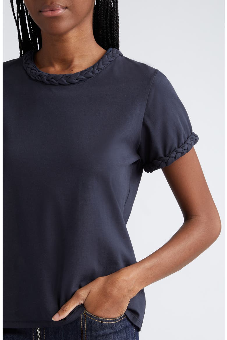 Braided Trim T-Shirt, Alternate, color, NAVY