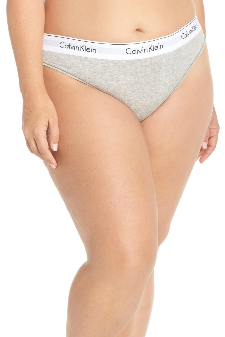 Modern Cotton-Blend Thong, Main, color, GREY HEATHER