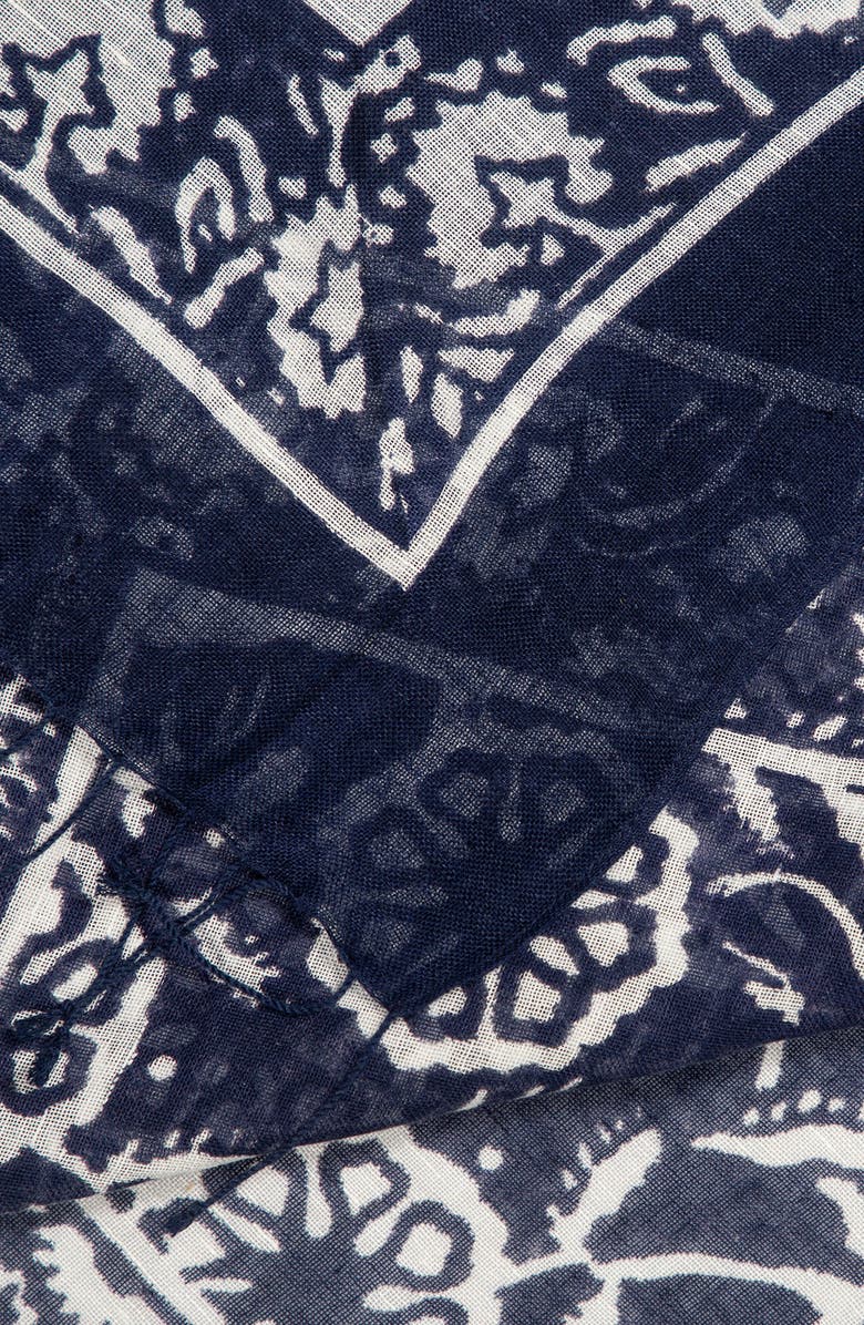 Polo Ralph Lauren Floral Block Print Scarf, Alternate, color, Indigo