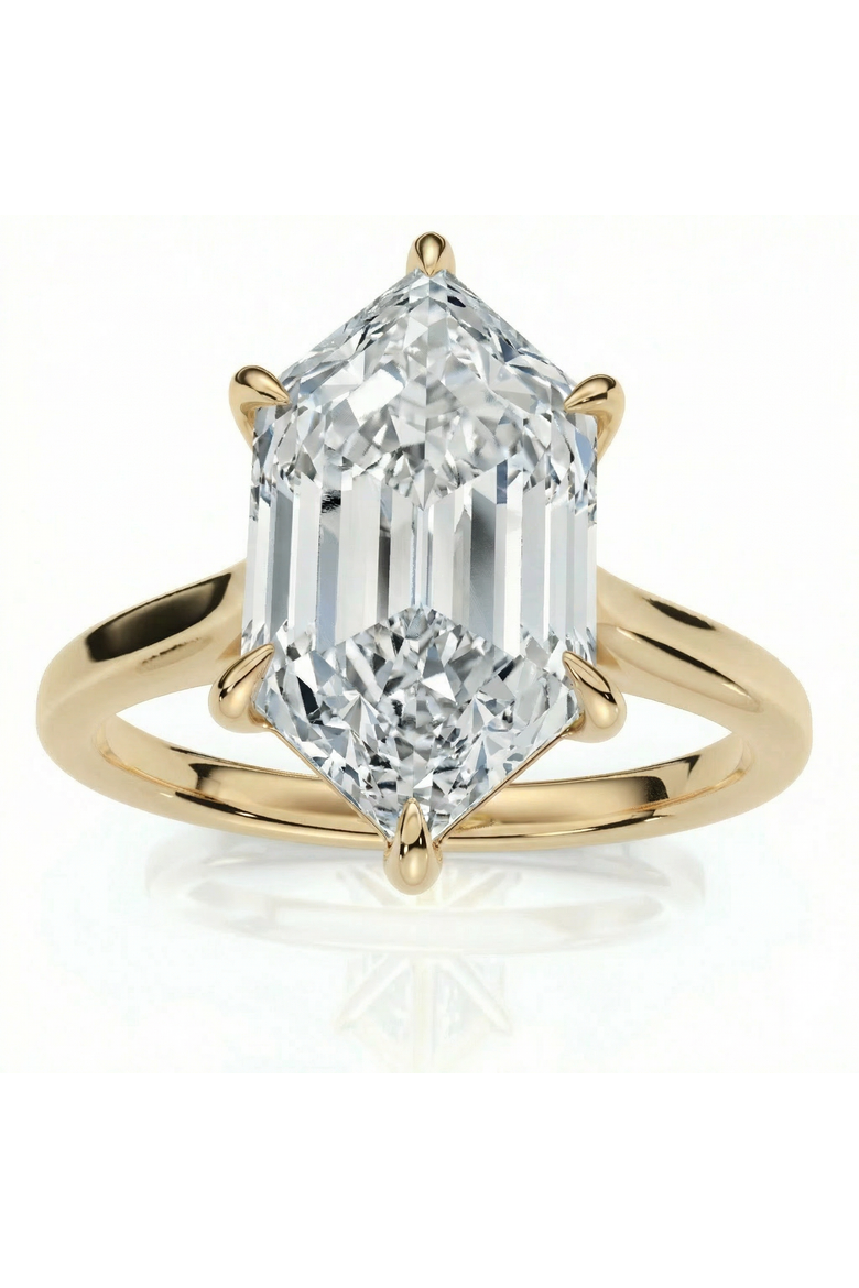Certified 3Ct Vireo Elongated Hexagon Diamond Engagement Ring 14k Gold Lab Grown, Main, color, 14k Yellow Gold