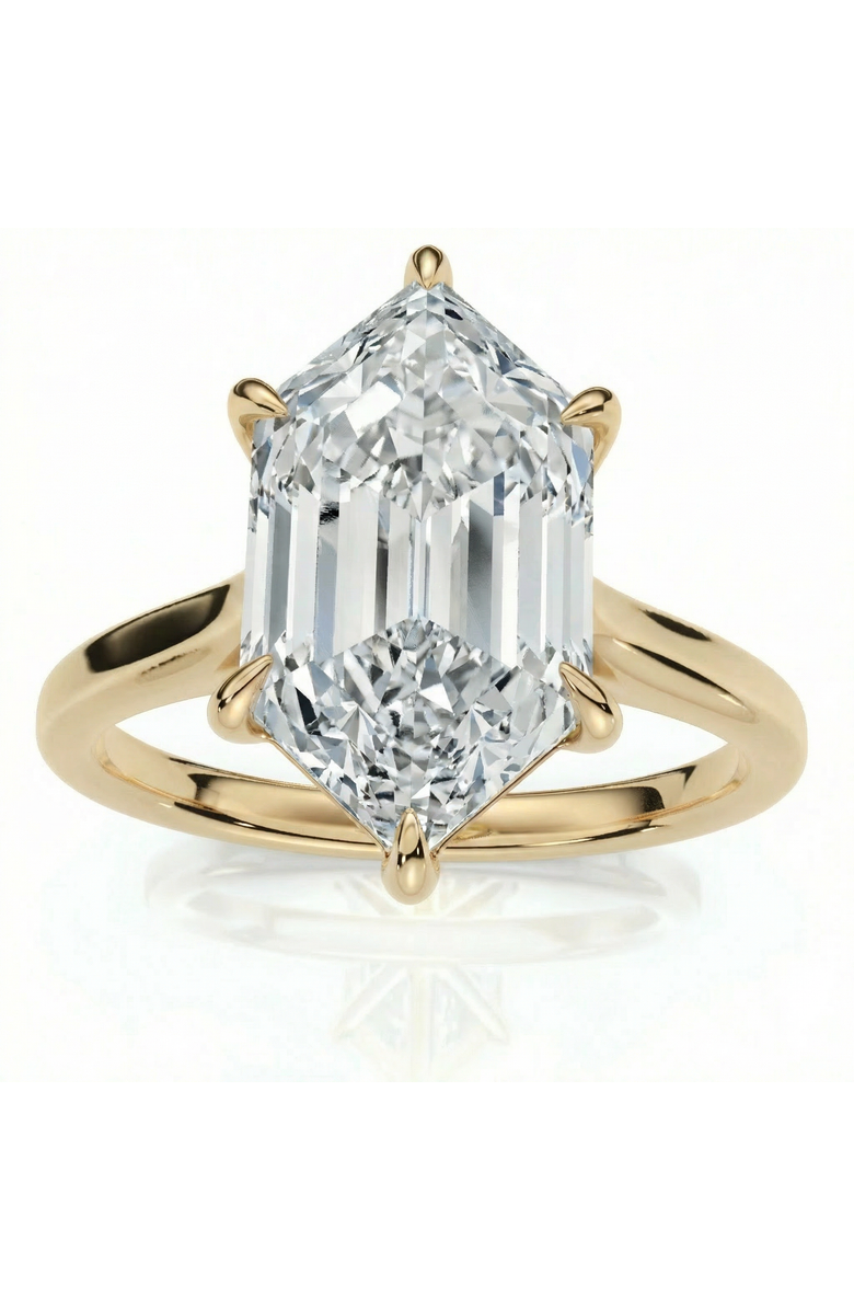 Bliss Diamond Certified 3Ct Vireo Elongated Hexagon Diamond Engagement Ring 14k Gold Lab Grown, Main, color, 14K Yellow Gold