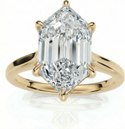 Bliss Diamond Certified 3Ct Vireo Elongated Hexagon Diamond Engagement Ring 14k Gold Lab Grown