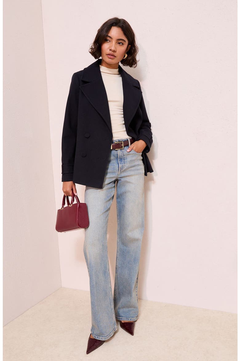 Double Breasted Peacoat, Alternate, color, BLUE