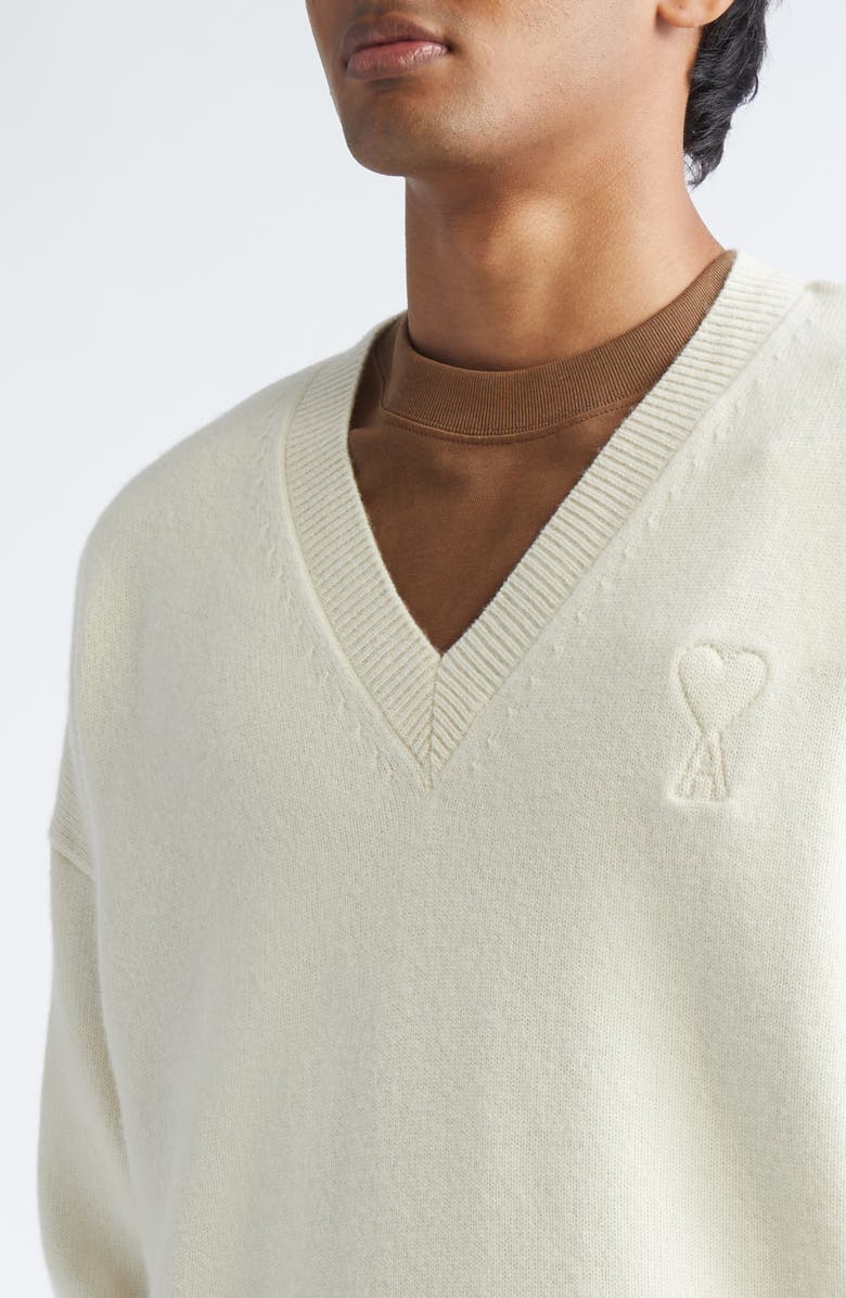 AMI PARIS Ami De Coeur Wool & Cashmere Sweater, Alternate, color, Ivoire