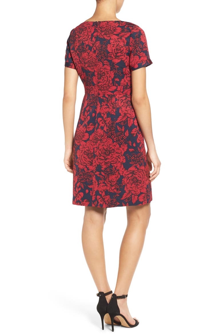 Embellished Jacquard Sheath Dress, Alternate, color, CHERRY/ NAVY