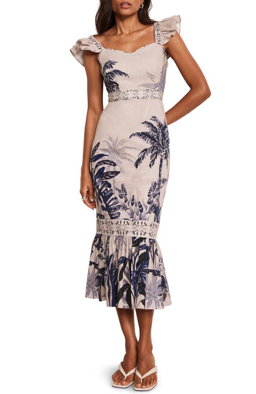Mint Velvet Palm Print Column Midi Dress