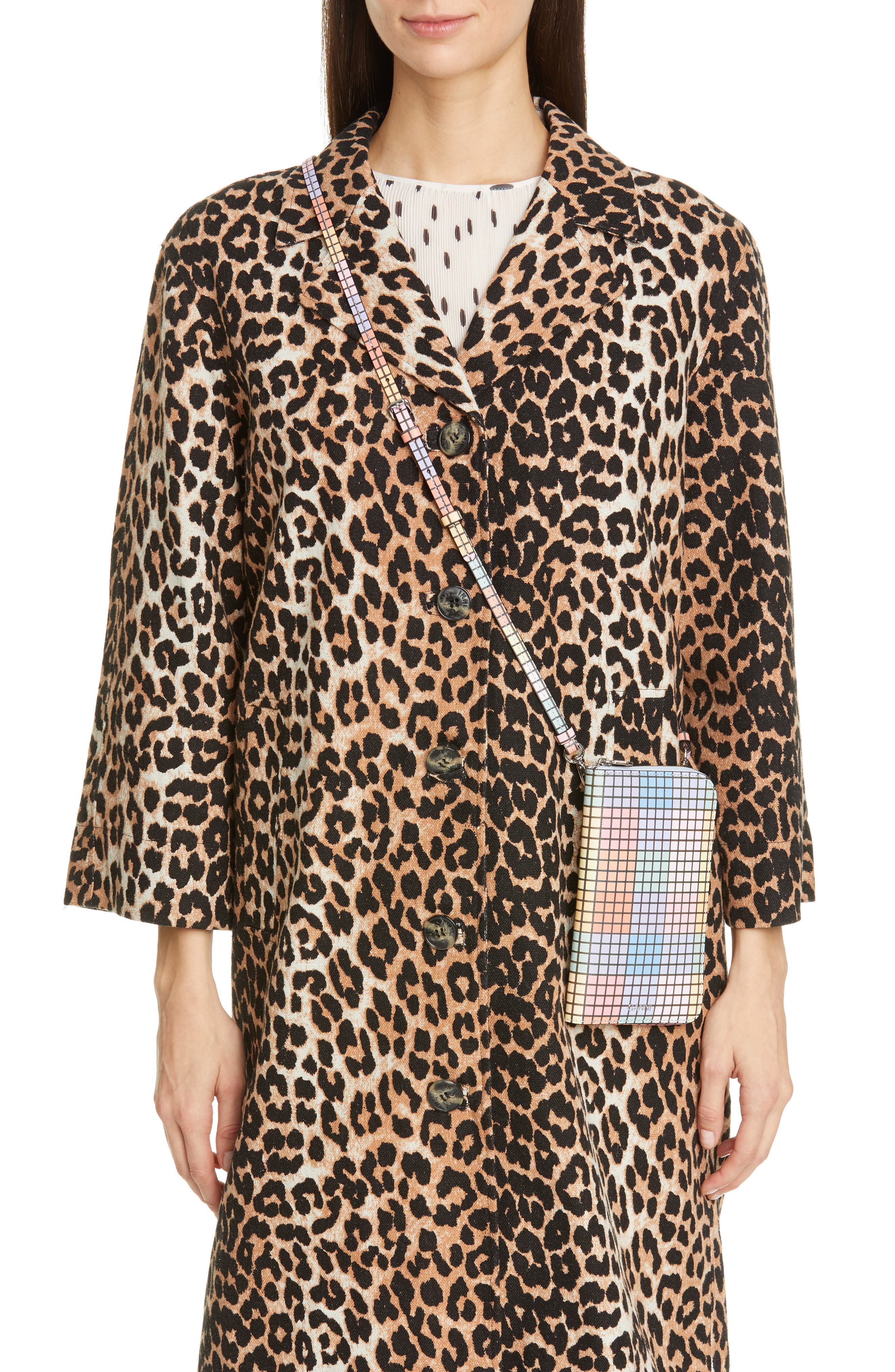 Ganni Recycled Leather Phone Crossbody Bag, Alternate, color, 