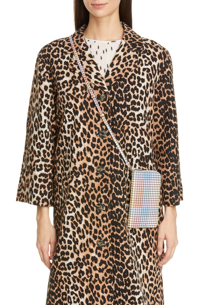 Ganni Recycled Leather Phone Crossbody Bag, Alternate, color,