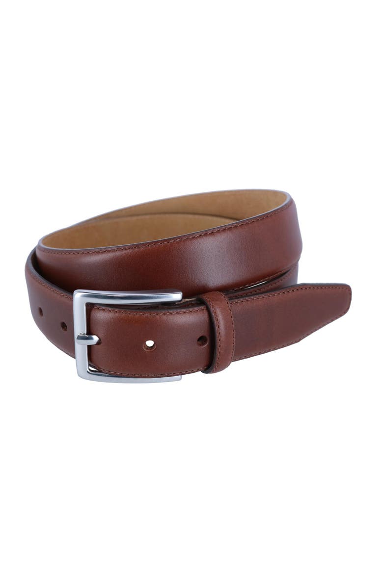 Orion Smooth Calfskin 35mm Dress Belt, Main, color, Brown