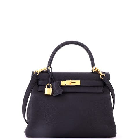 Kelly Handbag Black Togo with Gold Hardware 28