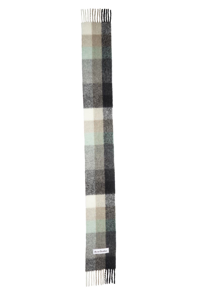 Vally Plaid Alpaca, Wool & Mohair Blend Scarf, Main, color, GREEN/ GREY/ BLACKDNU