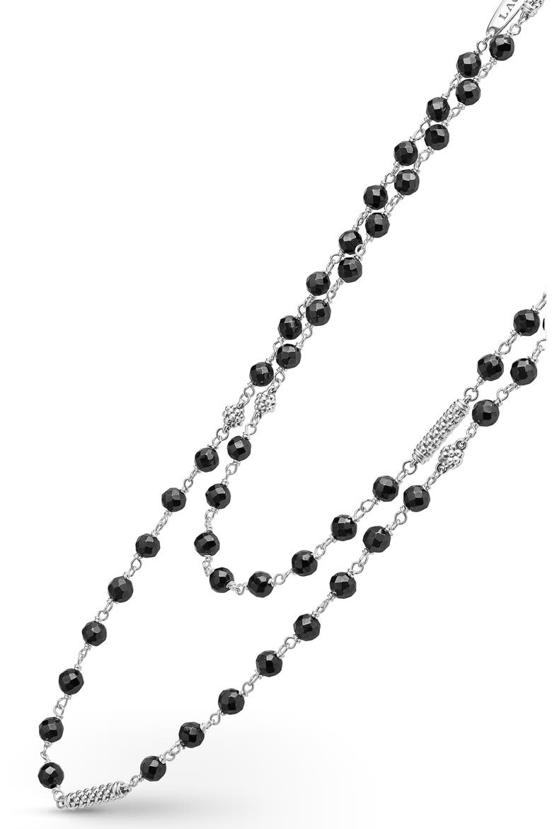 Caviar Icon Ceramic Layered Beaded Necklace, Alternate, color, BLACK/ SILVER