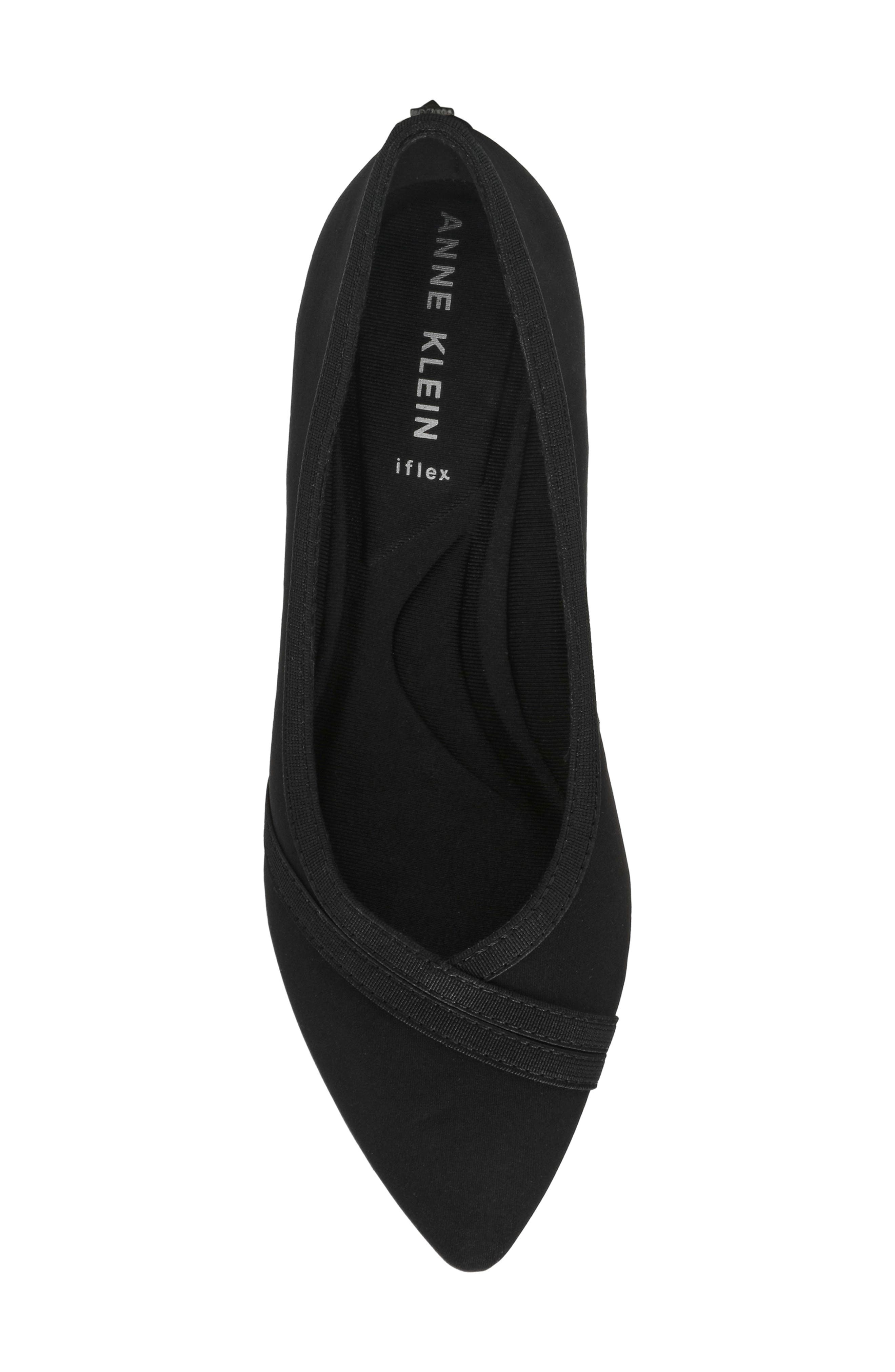 Anne Klein Odelia Pointed Toe Flat, Alternate, color, Blk Stretch