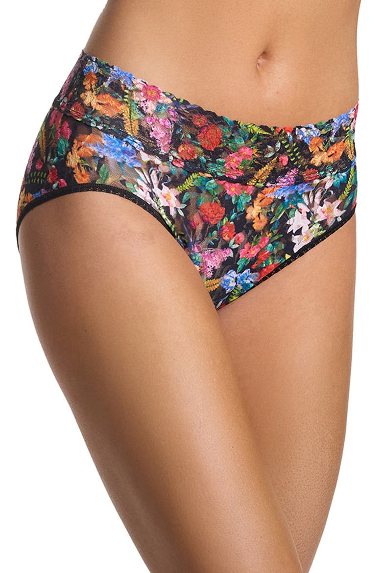 Print Signature Lace French Briefs, Alternate, color, HYPNOTIC BLACK