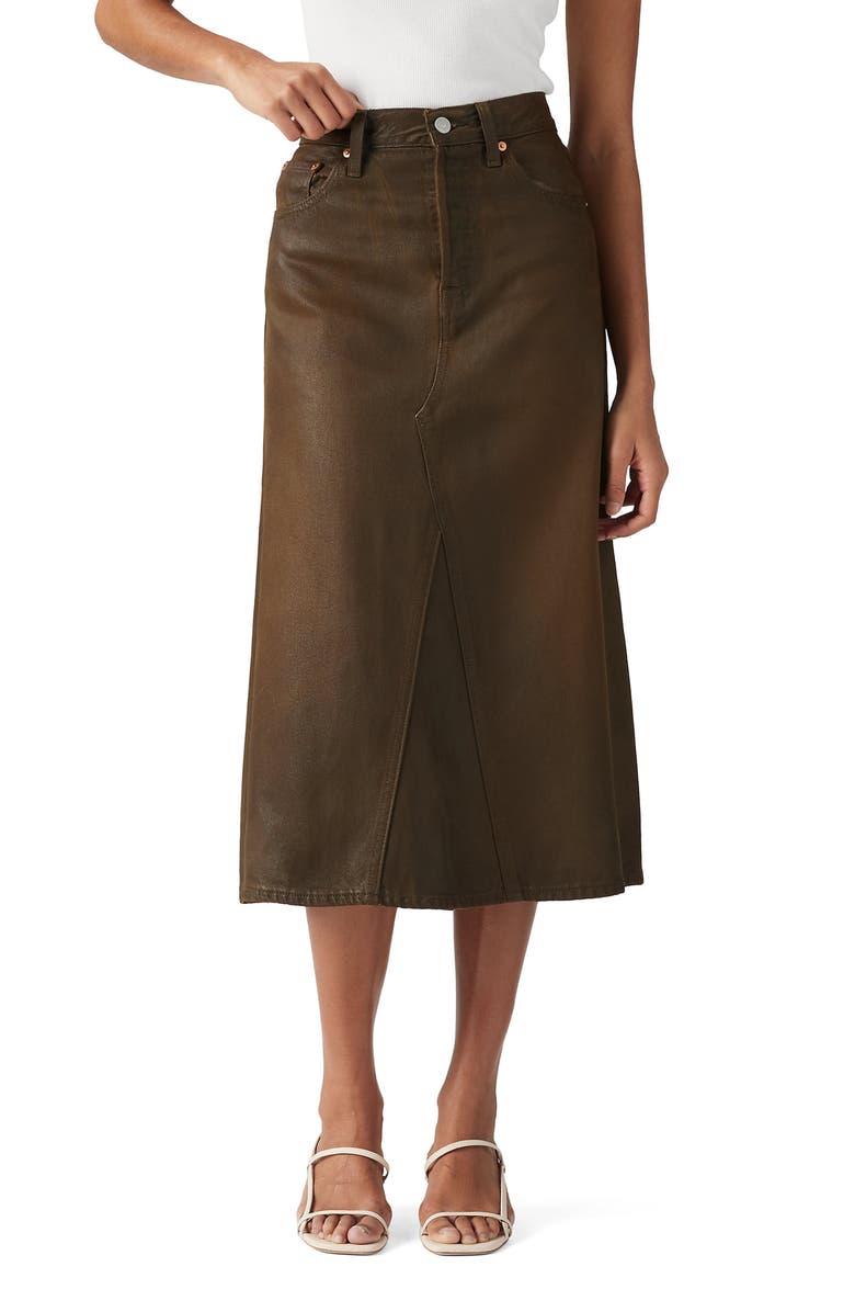 Levi's Pay Day Coated Denim Midi Skirt, Main, color, Pay Day Skirt