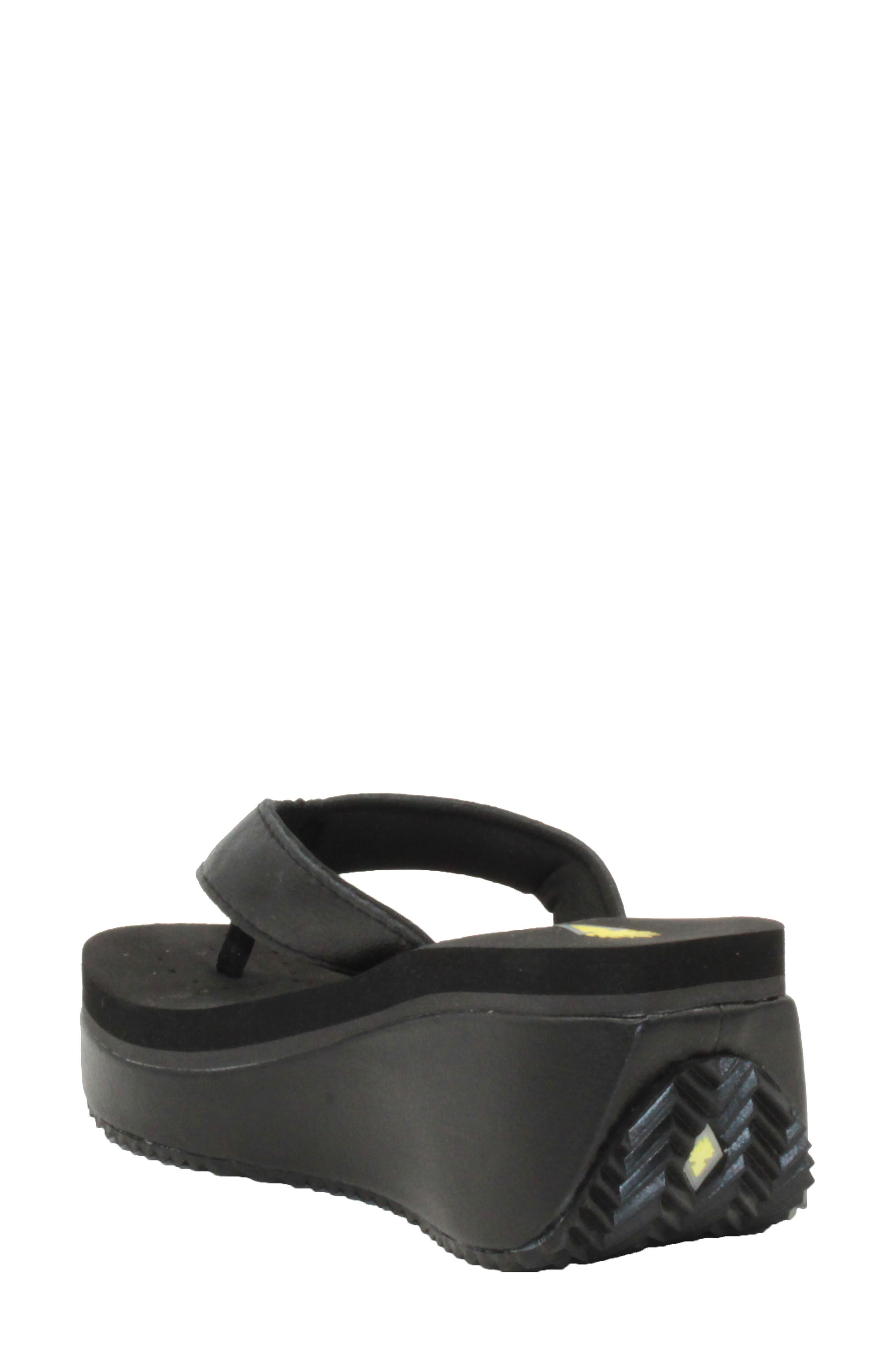 Volatile Frappachino Wedge Flip Flop, Alternate, color, Black Leather