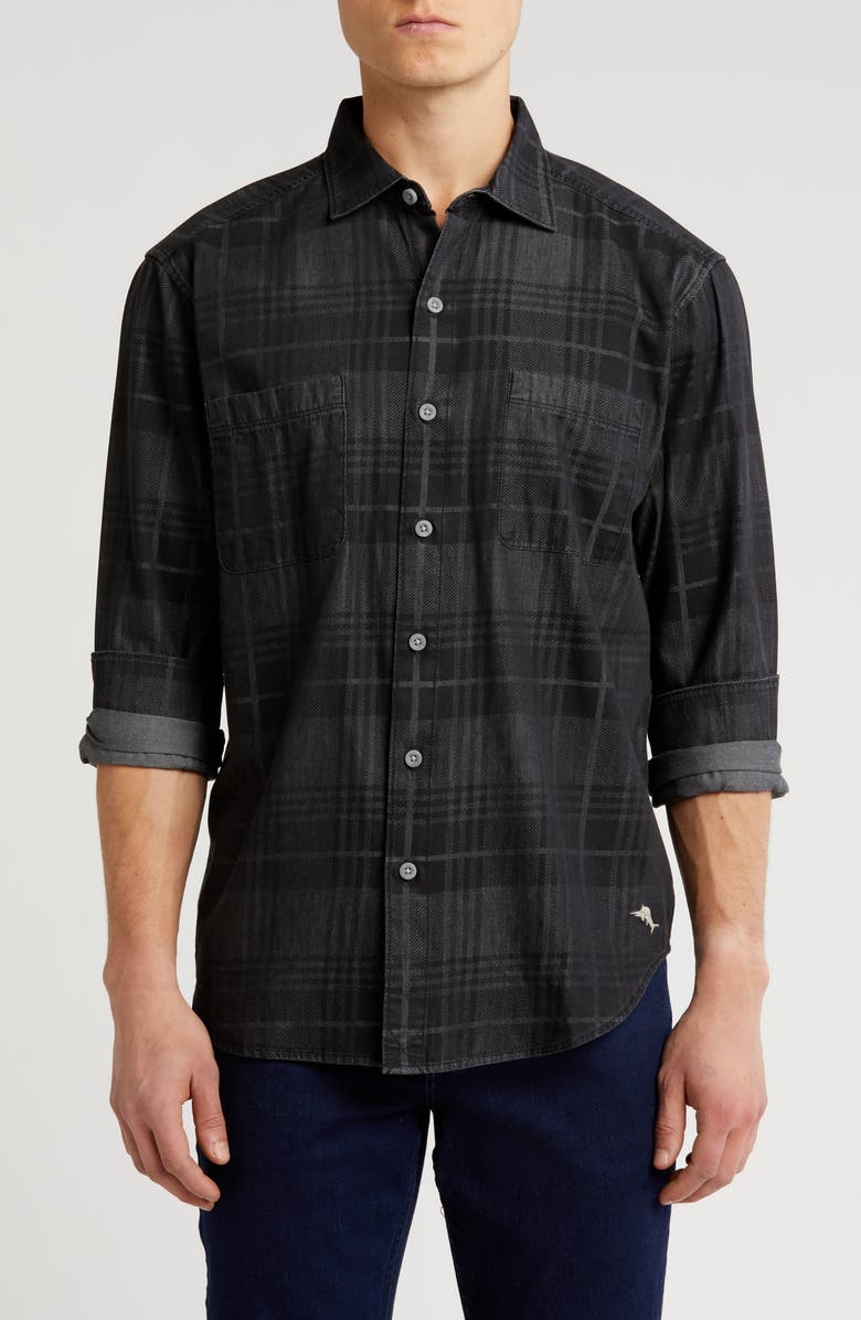 Tommy Bahama Grand Peak Buffalo Plaid Cotton Flannel Button-Up Shirt, Main, color, 