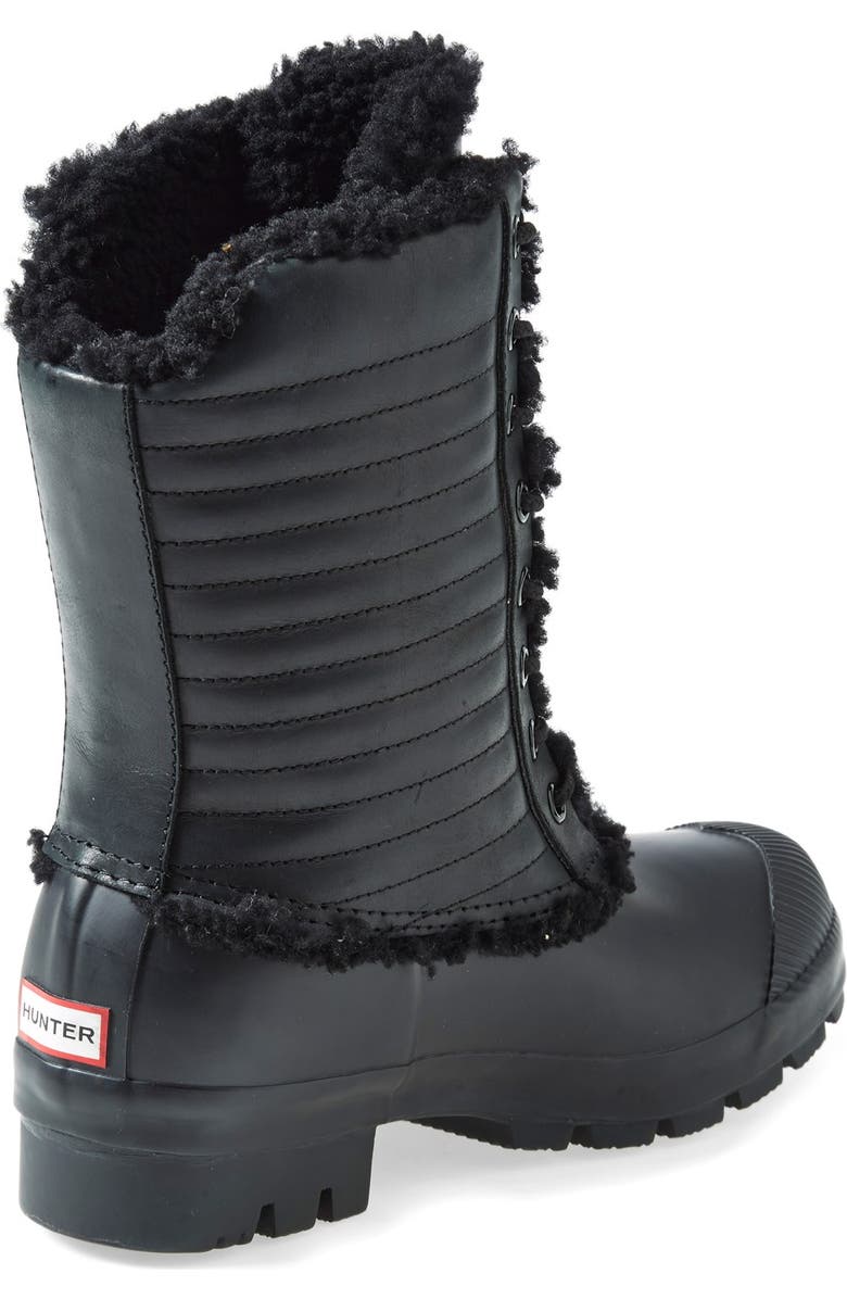 Hunter Original Genuine Shearling & Patent Leather Lace-Up Rain Boot, Alternate, color,