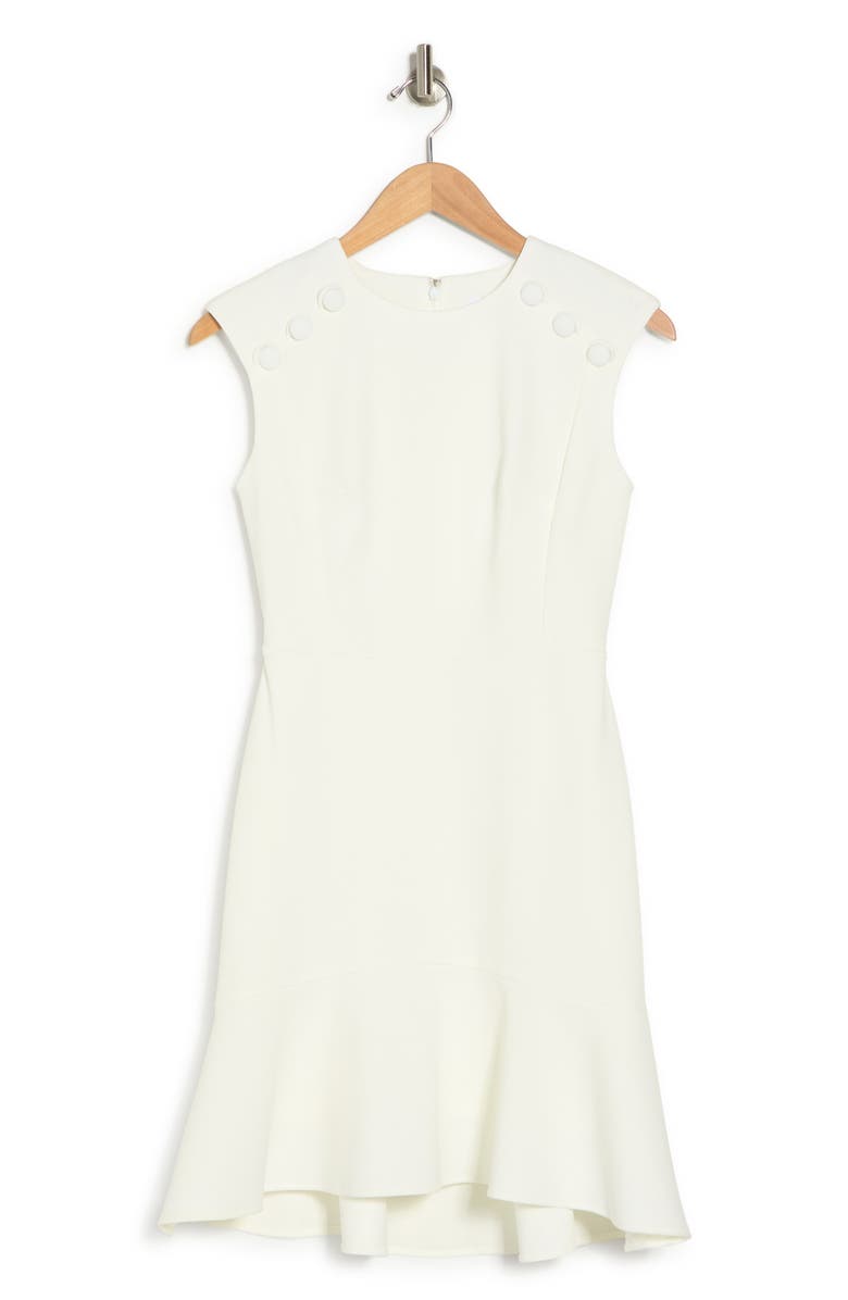 Calvin Klein Button Shoulder Flounce Hem Dress, Alternate, color, 