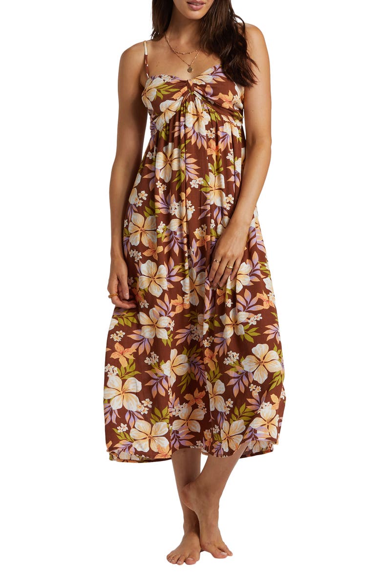 Daybreak Floral Midi Sundress, Main, color, TOASTED COCONUT