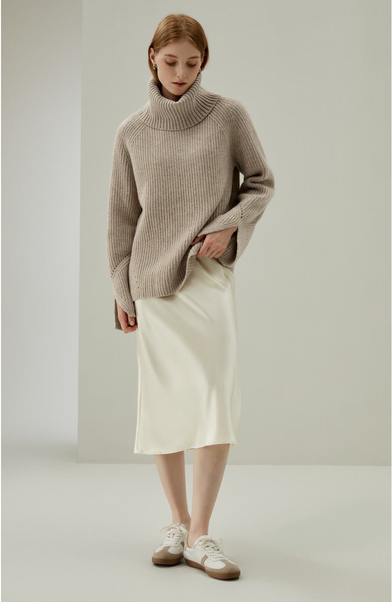 Lilysilk Minimalist Aesthetic Silk Poppy Skirt, Alternate, color, Lily White