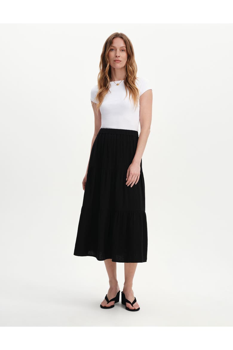 Harriet Cotton Cheesecloth Midi Skirt, Alternate, color, Black