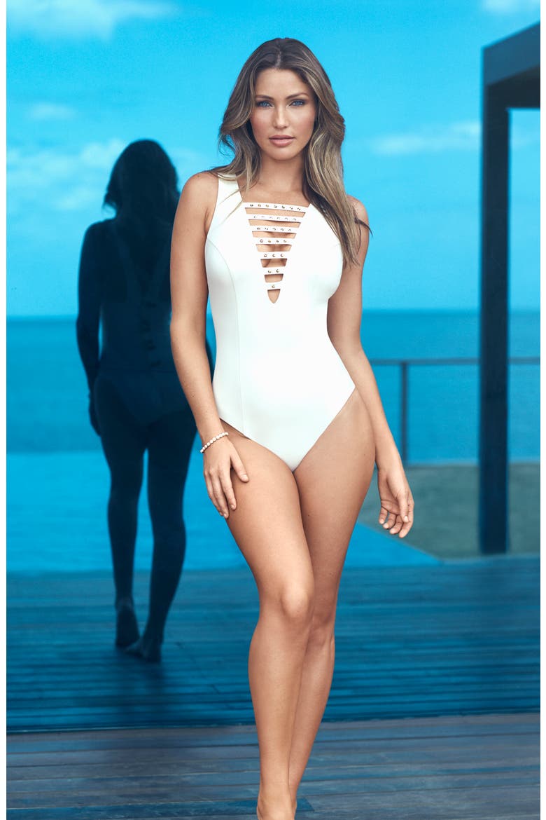 Amoressa Romancing the Stone One-Piece Swimsuit, Alternate, color, VBN