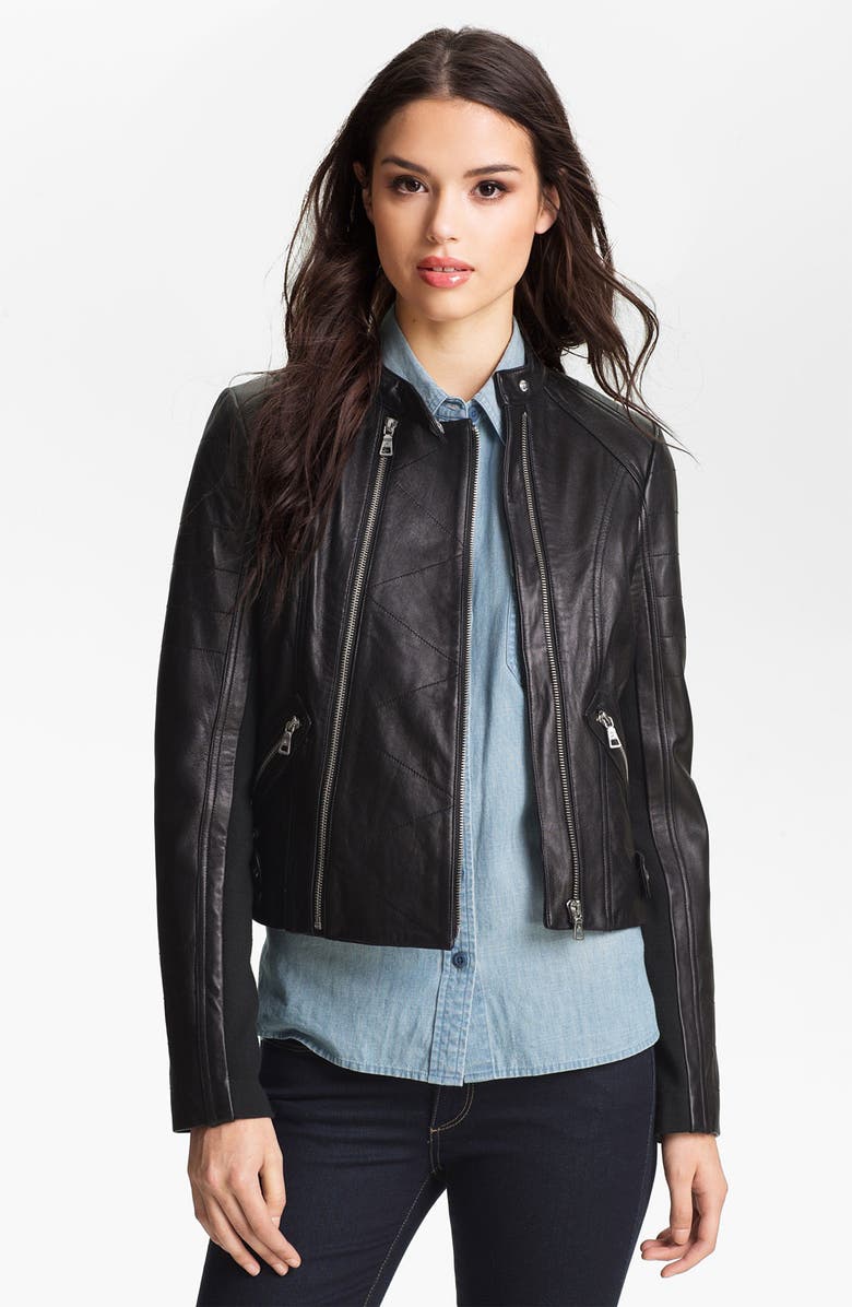 Sam Edelman Double Zip Leather Moto Jacket, Main, color, 
