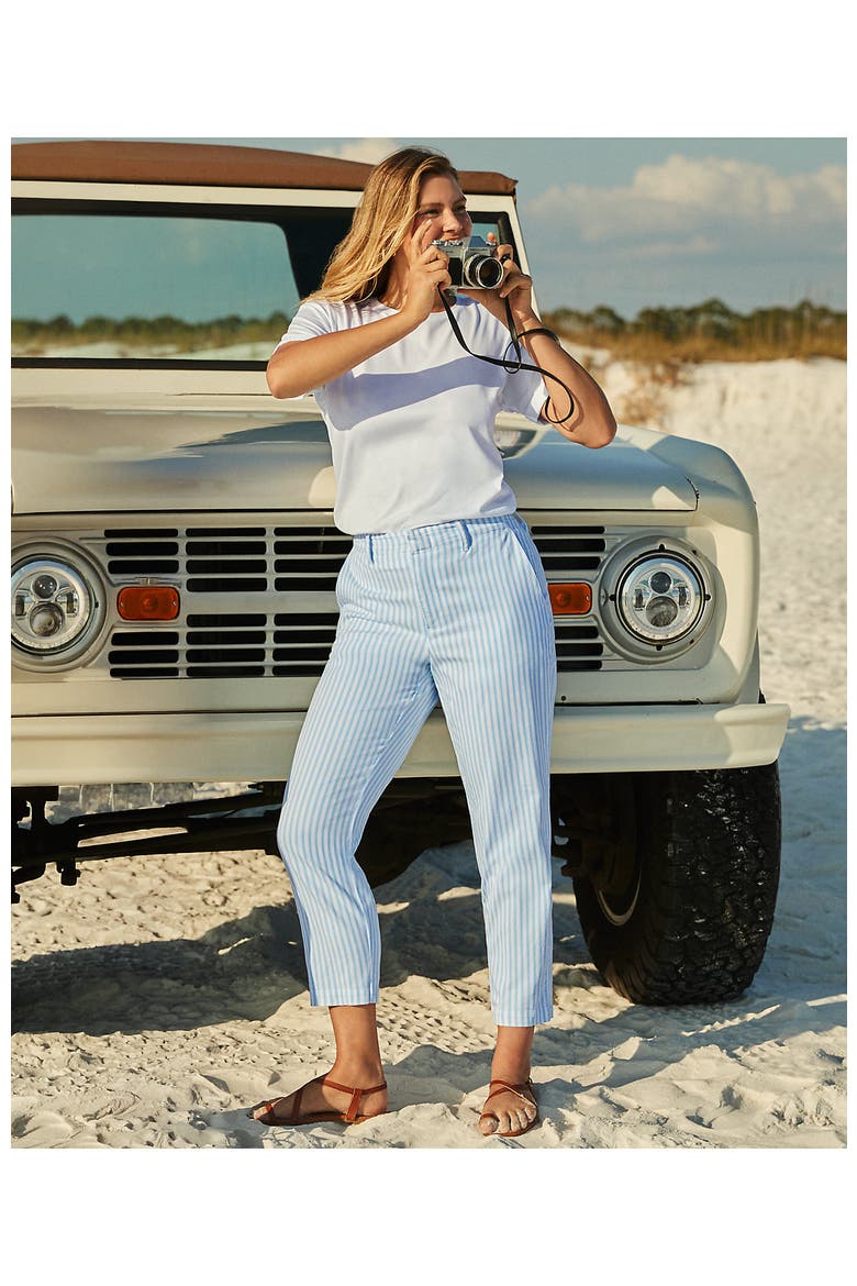 Mid Rise Classic Straight Leg Chino Ankle Pants, Alternate, color, White/Blue Awning Stripe