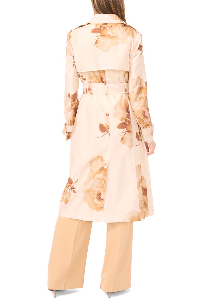 Clara Floral Trench Coat, Alternate, color, BISCOTTI BEIGE