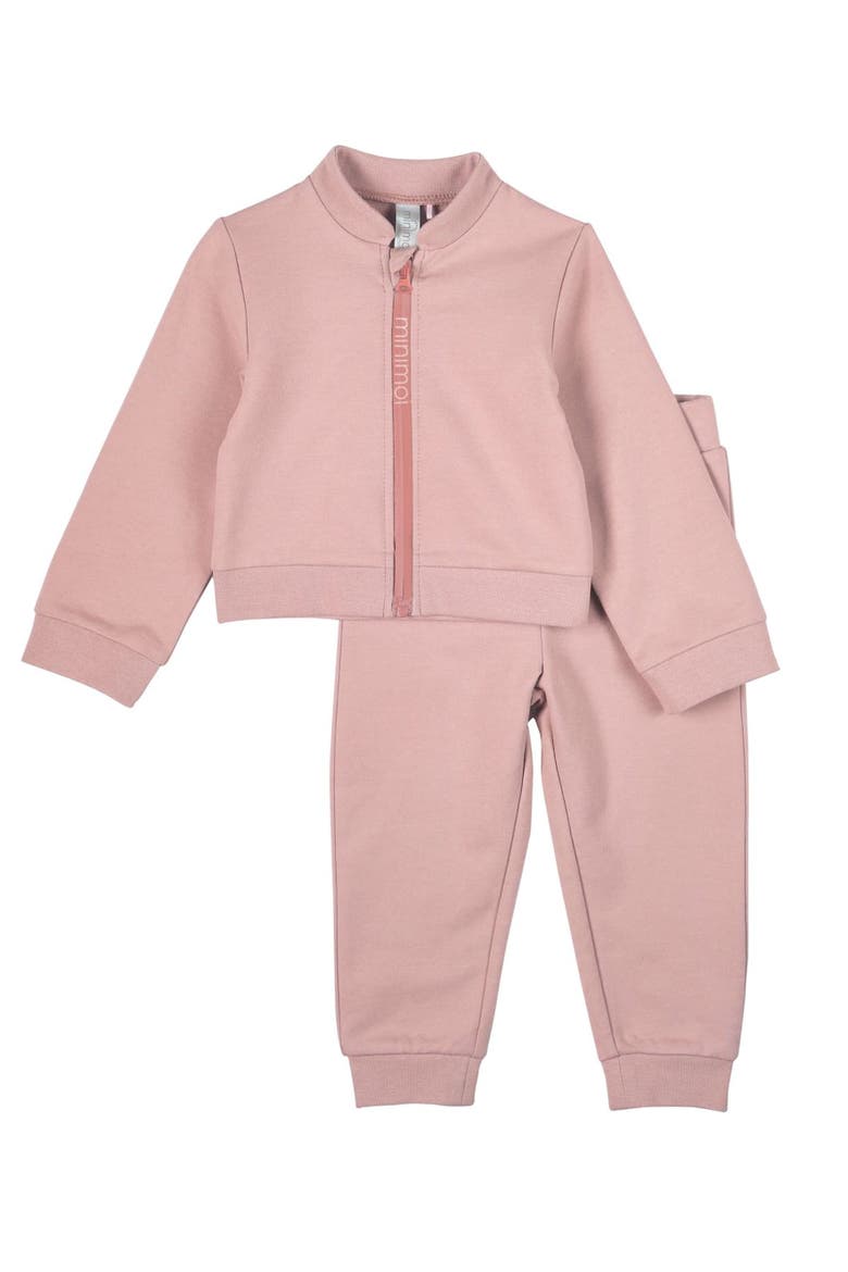 2 Piece Kids Cotton Rich Full Zip Jacket and Pants Set, Main, color, Misty Rose