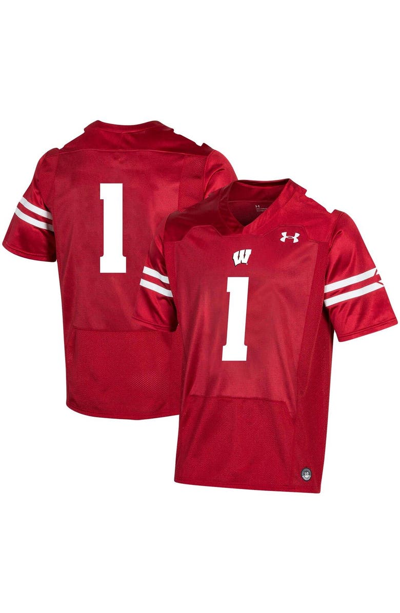 Under Armour Youth Under Armour #1 Red Wisconsin Badgers 2019 Replica Football Jersey, Main, color, 