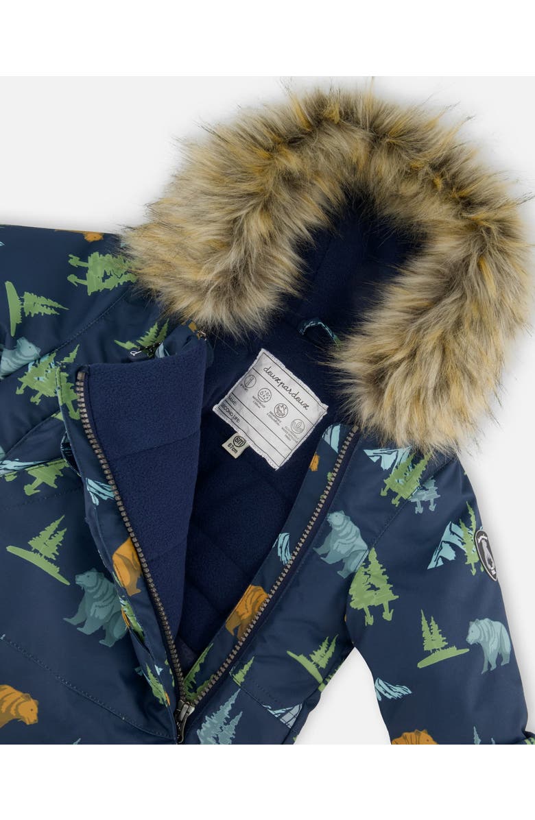 Deux par Deux One-Piece Play Snowsuit Designed for Car Seat Animal, Alternate, color, Navy