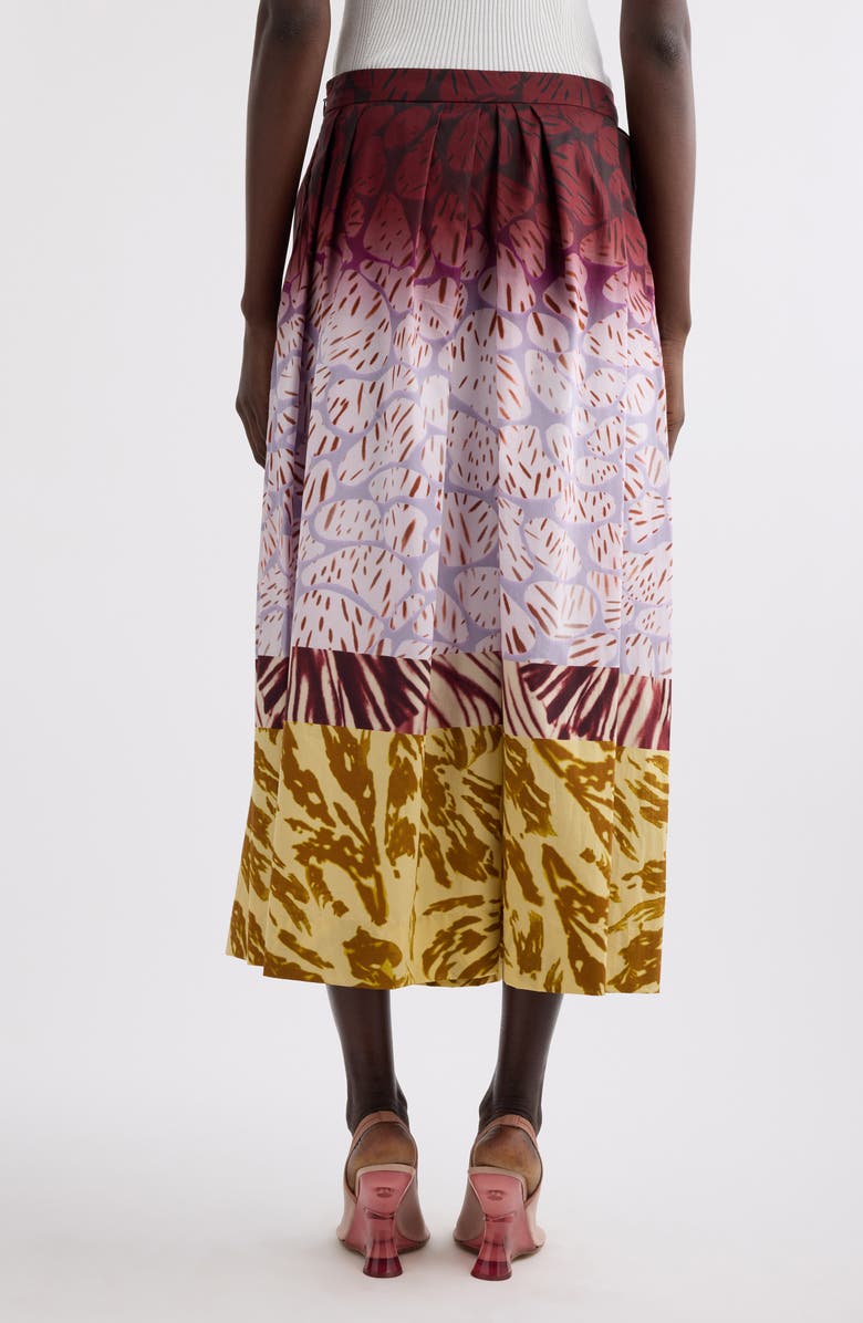 Dries Van Noten Soni Mixed Print A-Line Midi Skirt, Alternate, color, Burgundy