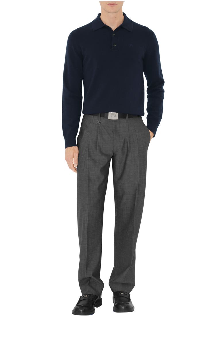Long-sleeve Cashmere Blend Polo Shirt, Main, color, Navy