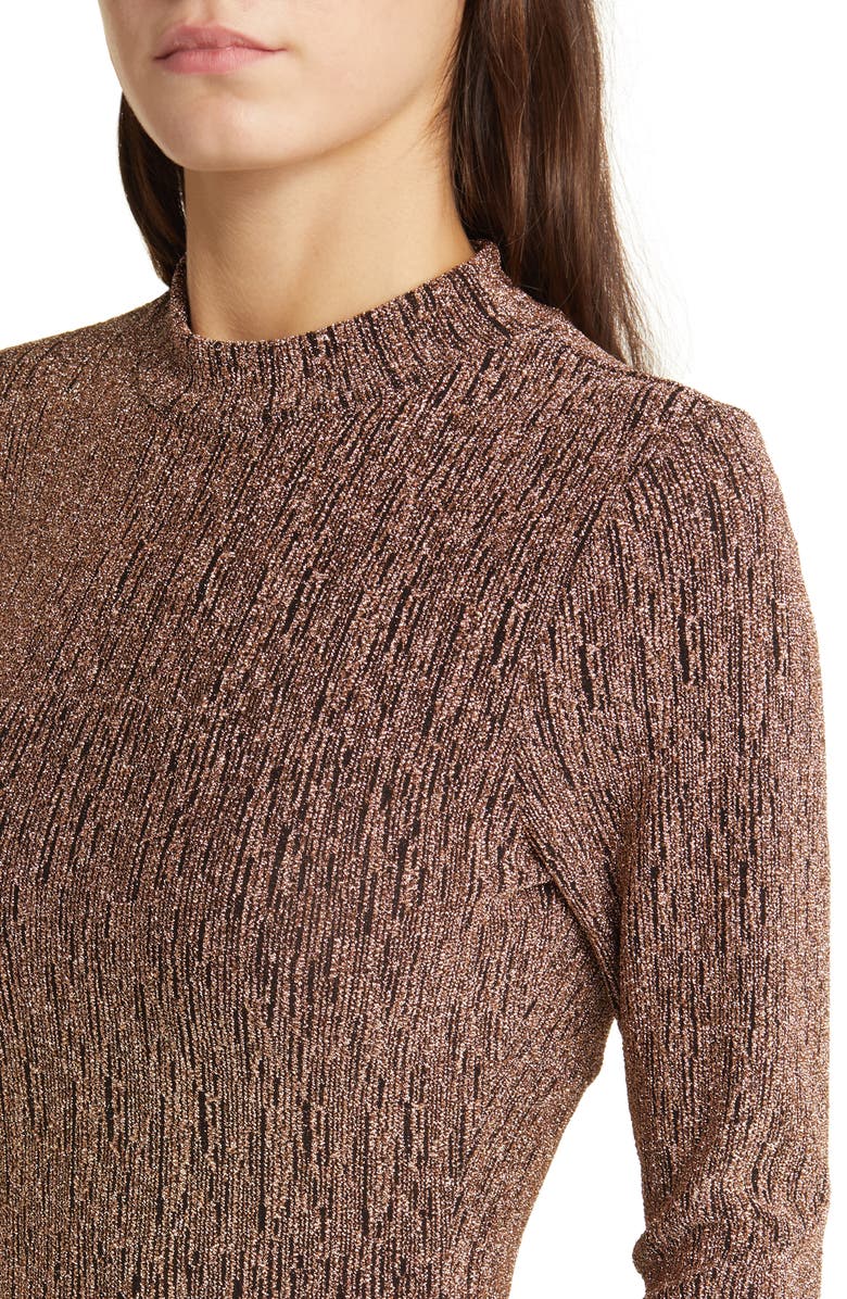 All in Favor Metallic Long Sleeve Body-Con Midi Dress, Alternate, color,