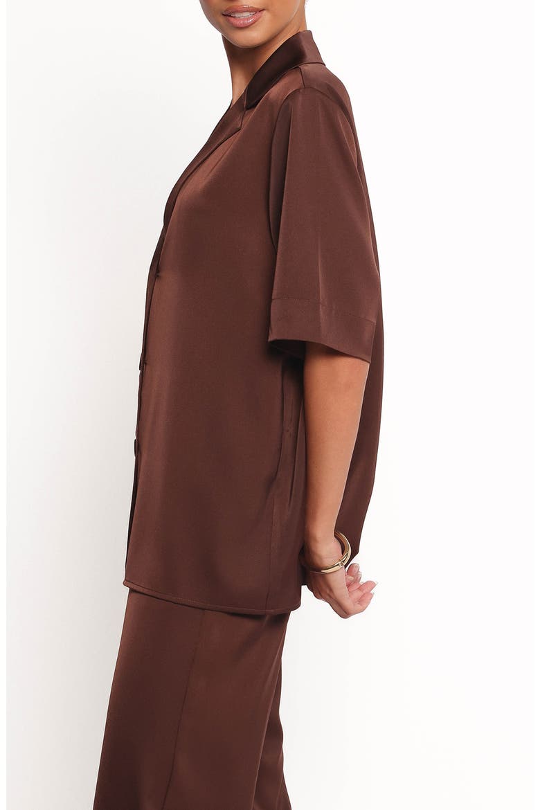 Arryn Short Sleeve Button-Up Shirt, Alternate, color, CHOCOLATE BROWN