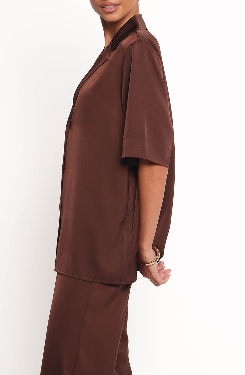 Petal & Pup Arryn Short Sleeve Button-Up Shirt, Alternate, color, Chocolate Brown