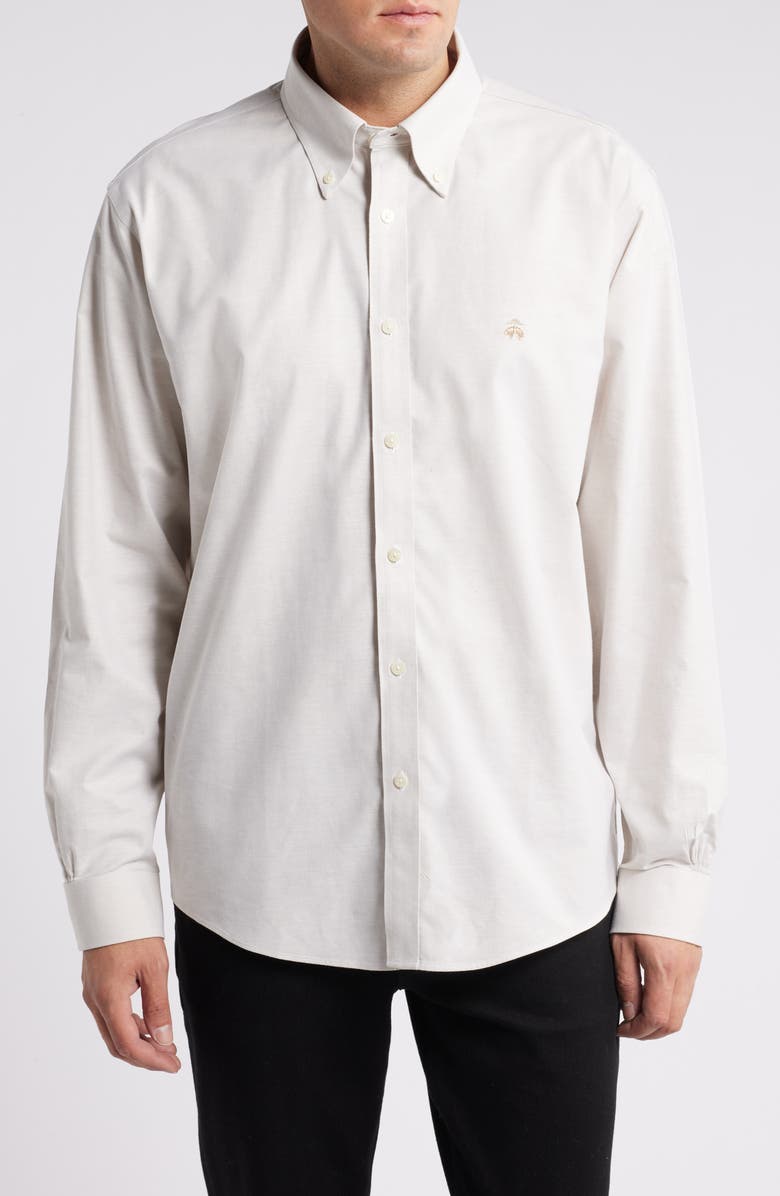 Brooks Brothers Non-Iron Regular Fit Solid Stretch Cotton Button-Down Oxford Shirt, Main, color, 