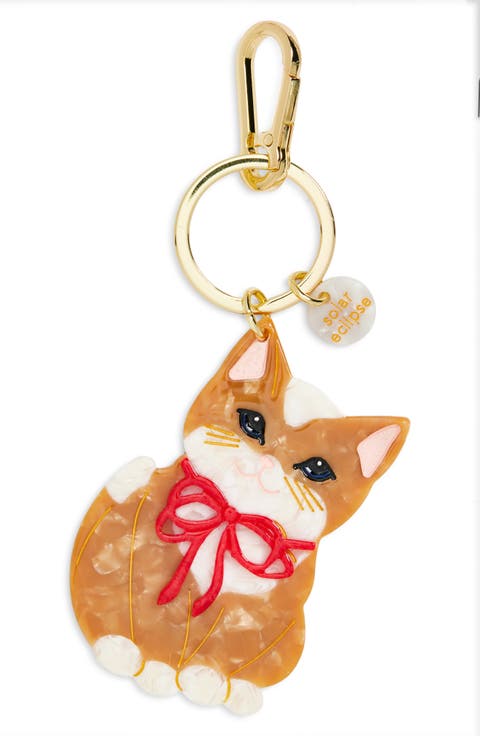 Hand Painted Kitten Key Chain Bag Charm