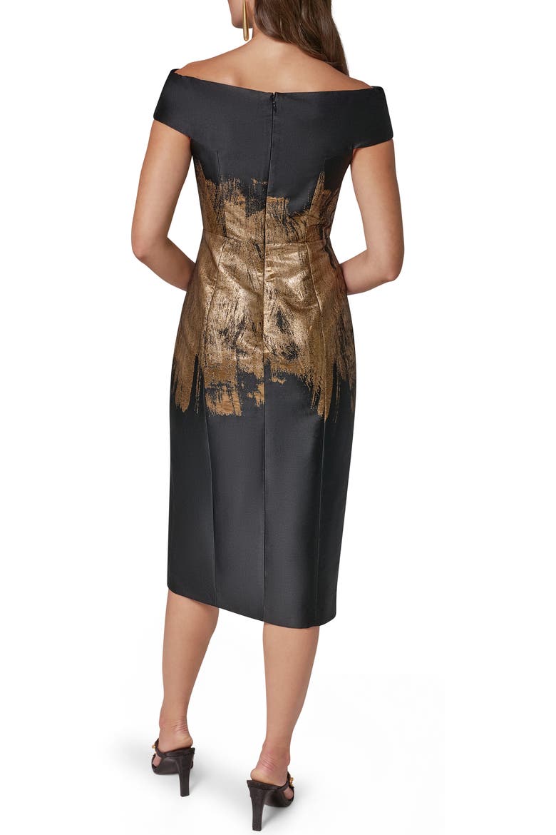 Metallic Sheath Dress, Alternate, color, BLK/ GOLD