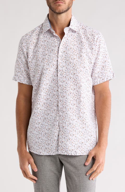 Floral Print Short Sleeve Button-Up Shirt