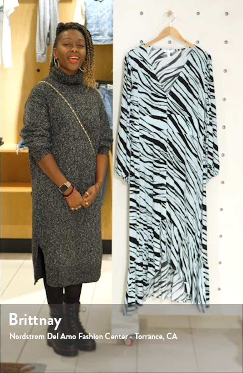 Print Button Front Long Sleeve Maxi Dress, sales video thumbnail