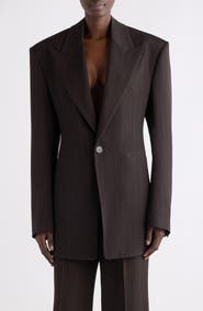 Saint Laurent Pinstriped Single Button Jacket