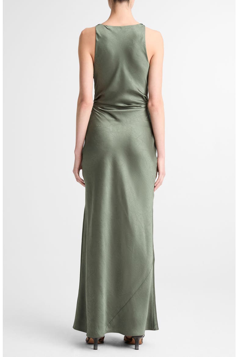 Twist Strap Textured Satin Maxi Dress, Alternate, color, PINE GROVE