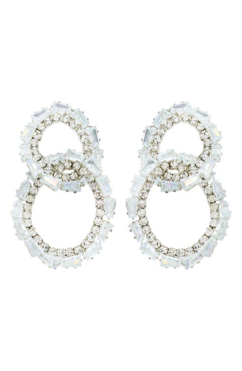 Crystal Lined Link Drop Earrings