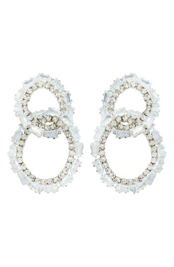 Shop Panacea Crystal Lined Link Drop Earrings In Silver