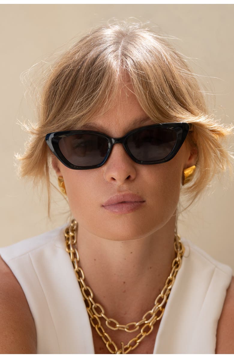 FREYRS Eyewear Mia Cat Eye Sunglasses, Alternate, color, Black